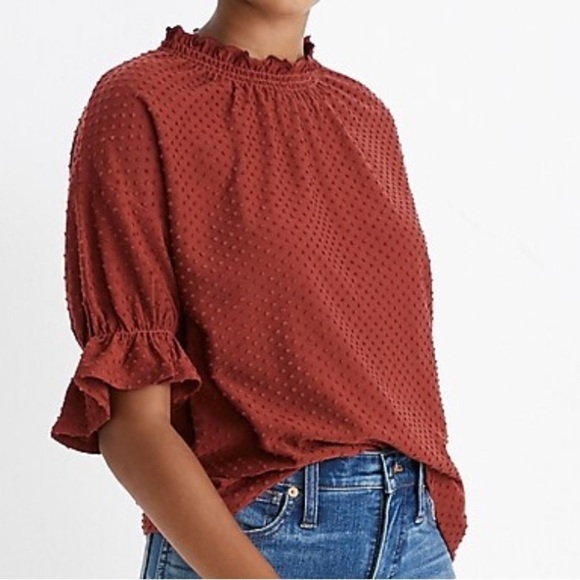 Madewell Clipdot Ruffle Top medium - Picture 1 of 7